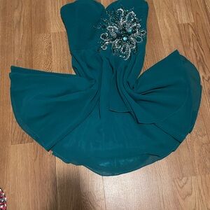 Jovani Turquoise Satin Dress